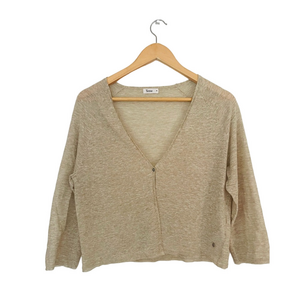 YERSE Linen Blend Cardigan Beige Open-Front Sweater